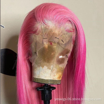 Wholesale Yeswigs Pink Red Grey 613 Highlight 1b Honey Brown Color Straight Human Hair Lace Front Short Bob Wigs For Black Women